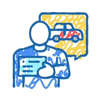getting drivers license icon doodle illustration vector