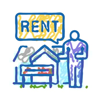 house renter property estate home icon doodle illustration vector