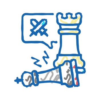checkmate game process icon doodle illustration vector