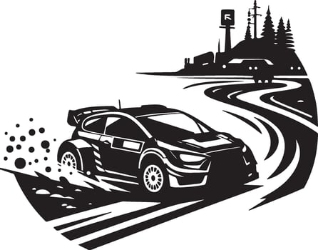 Rally Race Car Racing on The Dirt Illustration. vector
