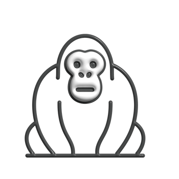 3D Gorilla Strong Primate, Forest Dweller, and Mountain Gorilla Concept png