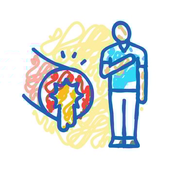 asthma man disease icon doodle illustration vector