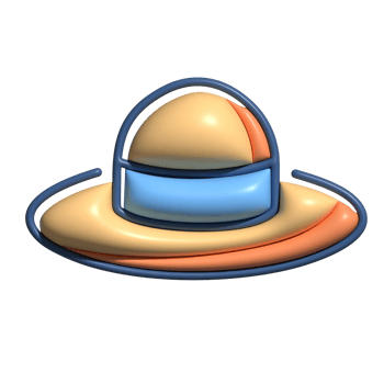 3D Straw Hat Casual Headwear, Beach Fashion, and Seasonal Style Concept png