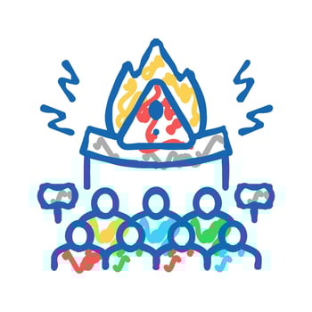 confrontational crisis icon doodle illustration vector