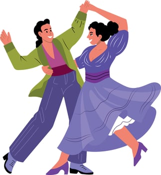 Festive couple dance illustration in flat style vector