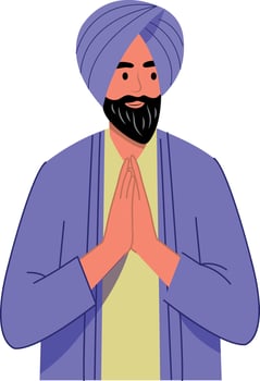 A flat style illustration of a turban man vector