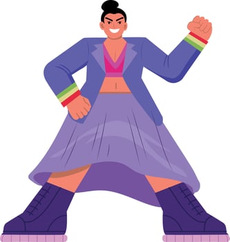 A female character shows her gender expression, flat illustration vector