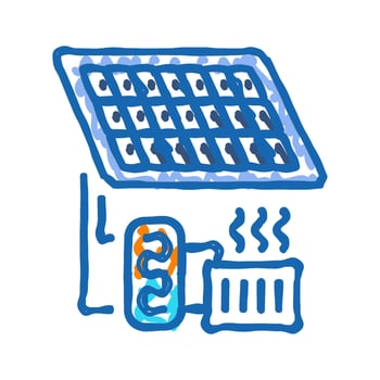 heating solar panel icon doodle illustration vector