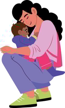 A flat style illustration showing mother love vector