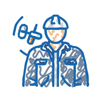 maintenance technician repair worker icon doodle illustration vector