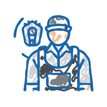 diesel mechanic repair worker icon doodle illustration vector