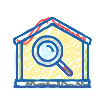 house search magnifying glass icon doodle illustration vector