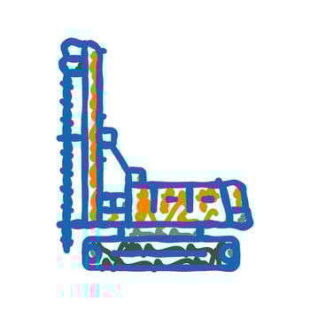 construction drill vehicle icon doodle illustration vector