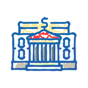 business bank building icon doodle illustration vector