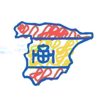 spain country map flag icon doodle illustration vector