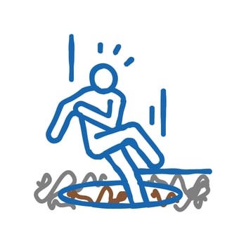 pit fall man accident icon doodle illustration vector