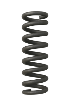 Black metal coil spring isolated on transparent background, png