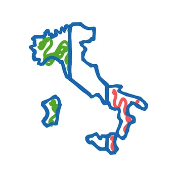 italy country map flag icon doodle illustration vector