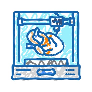 3d printed human organ future technology icon doodle illustration vector