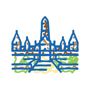 ayutthaya historical building icon doodle illustration vector