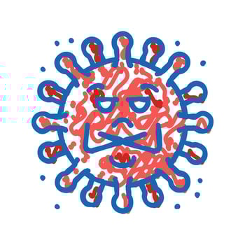 cute bacteria virus icon doodle illustration vector