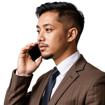 A man in a suit and tie talking on the phone png