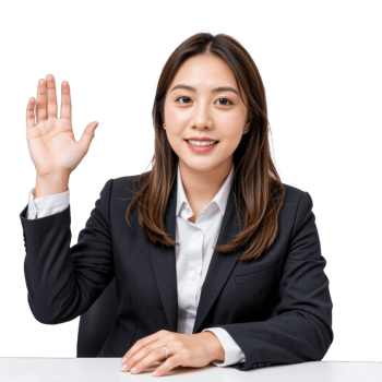 Asian businesswoman waving her hand up png