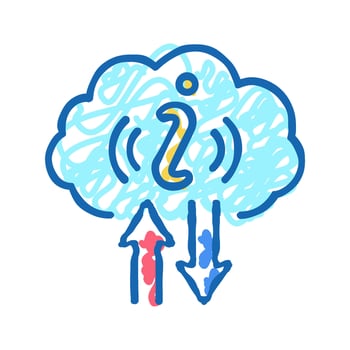 information cloud storage icon doodle illustration vector