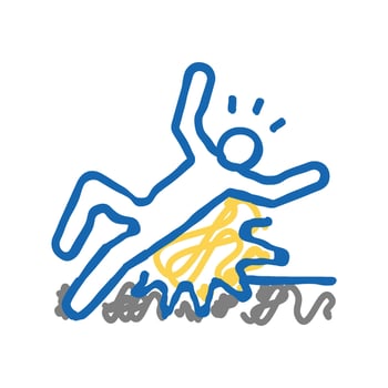fall back man accident icon doodle illustration vector