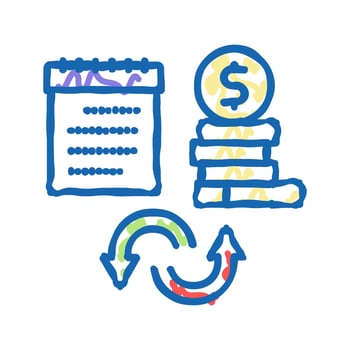 social security benefit allowance icon doodle illustration vector