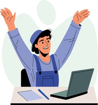 A flat style illustration of a happy employee vector