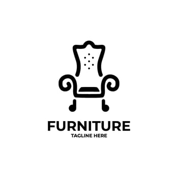 elegant armchair furniture logo design vector