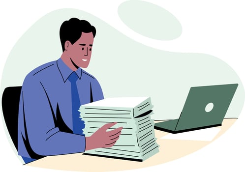 A character doing an office work, flat style illustration vector