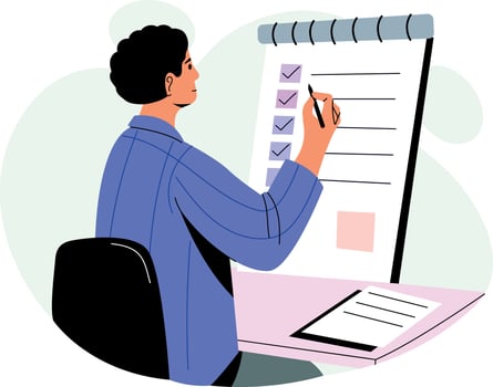 A character mark its task list, flat style illustration vector