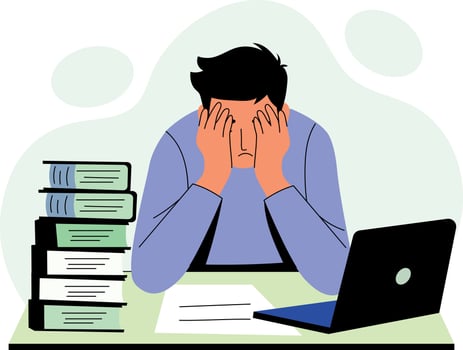 A flat style illustration of a stressed employee vector