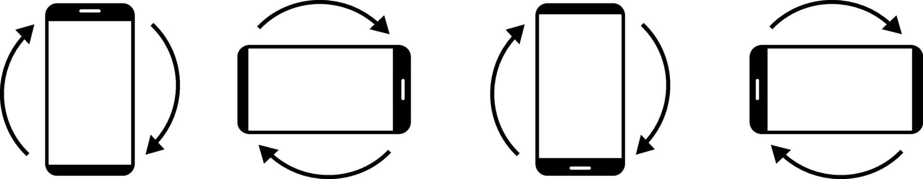Rotate smartphone icon set. Rotation mobile phone icon. Device rotation symbol. Turn your device sign vector