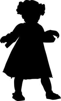 , isolated silhouette of little baby in dress vector