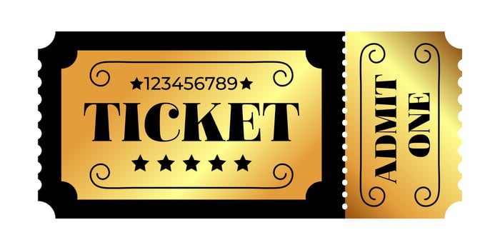 Design of Golden ticket template. vector