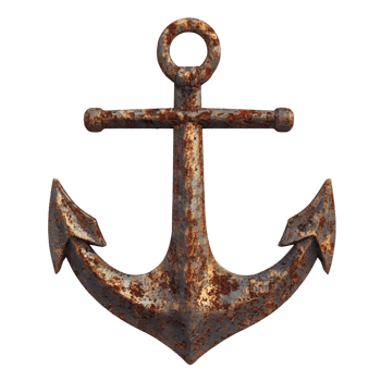 Vintage Ship Anchor Realistic Style on Transparent Background png