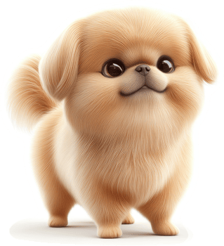 Digital illustration of a fluffy, golden-brown puppy. png