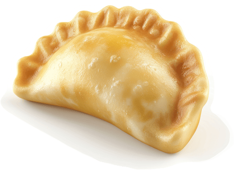 Golden-brown, half-moon-shaped empanada. png
