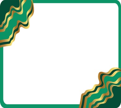 Green and gold ribbon frame with a gold border vector