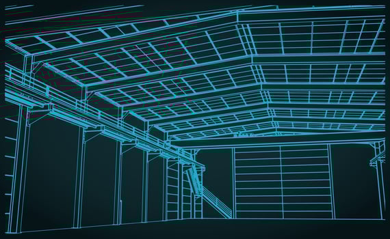 Industrial hangar interior vector