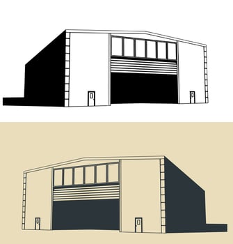 Large industrial hangar vector