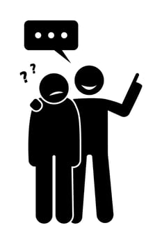 Stickman seduces his friend. Cartoon stick figure pictogram icon. friendship and togetherness. vector