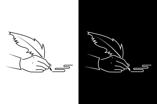 line art handwriting with ink and quill. Retro handwriting concept. vector