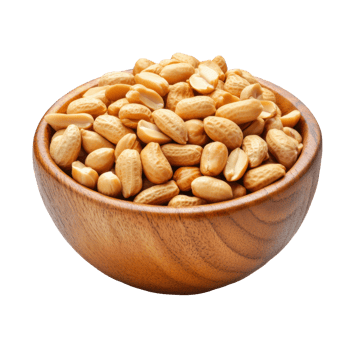 Salted peanuts in wooden bowl png