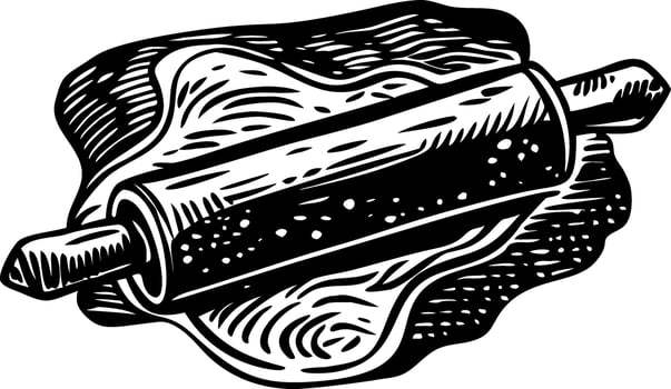 A hand drawn illustration of rolling dough vector