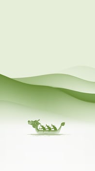 Dragon Boat Festival vertical illustration simple ink landscape and dragon boat vector