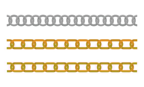 Golden and Silver Chain as Clothing Belt and Accessory Set vector